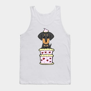 Dachshund dog Jumping out of a cake Tank Top